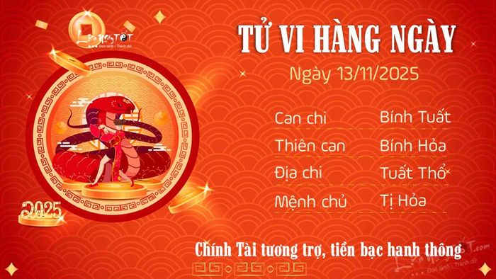 Tử vi ngày 13/11/2025 của tuổi Tị