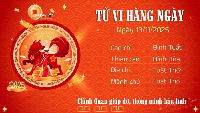 Tử vi hàng ngày 13/11/2025 của Tuất