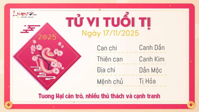6. Tử vi hàng ngày 17-11-2025 - Tuổi Tị