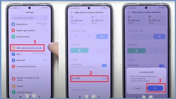 Hướng dẫn cài đặt eSIM trên Xiaomi - Bước 1