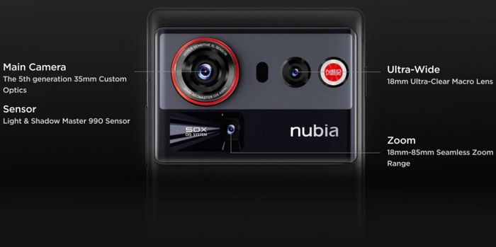 Nubia Z80 Ultra sở hữu hệ thống camera sau 3 ống kính, mang đến khả năng chụp ảnh đa dạng và ấn tượng.
