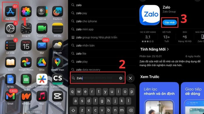 Cách khắc phục lỗi gọi Zalo bị tắt màn hình - cập nhật Zalo lên phiên bản mới nhất