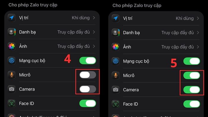 Cách khắc phục lỗi Zalo bị tắt màn hình khi gọi - cấp quyền đầy đủ cho Zalo - bước 2,3