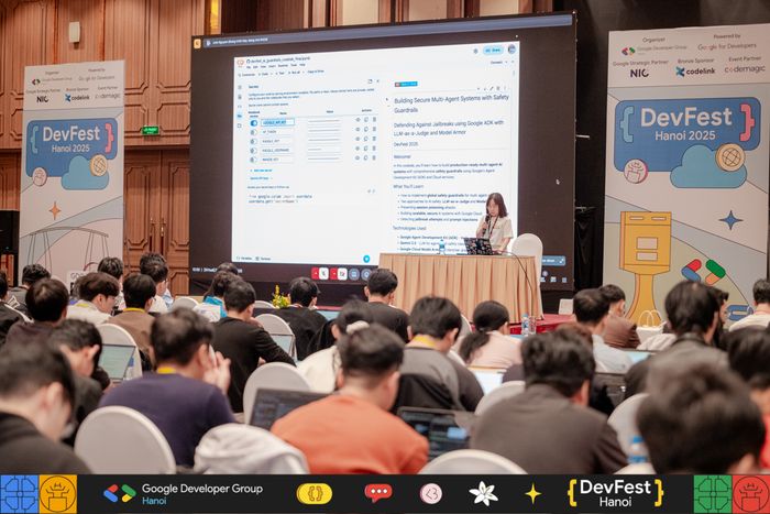 Chị Nguyễn Khánh Linh - GDE trong lĩnh vực AI/ML dẫn dắt phiên Codelab: Building Secure Multi-Agent Systems: Safety Guardrails Against Jailbreaks with Google ADK