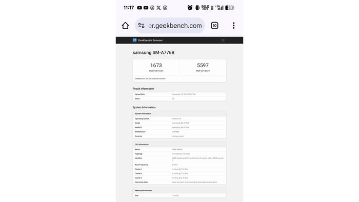 Galaxy A77 vừa được kiểm tra hiệu năng trên Geekbench