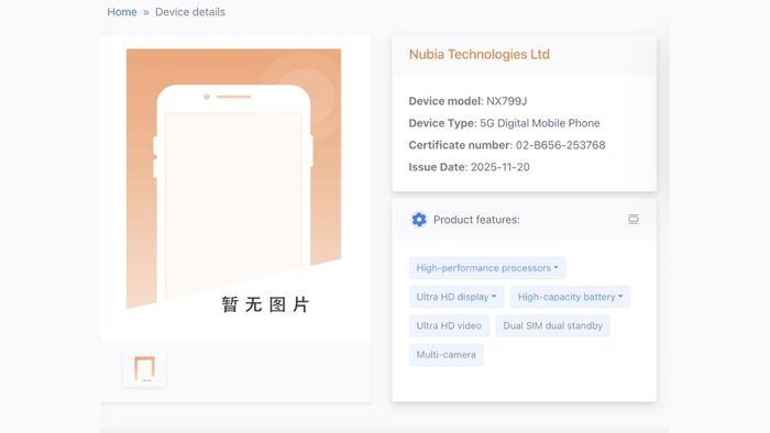 Thông tin mới từ TENAA hé lộ mẫu máy được cho là RedMagic 11 Air