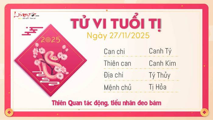 Tử vi hàng ngày 27/11/2025 của tuổi Tị