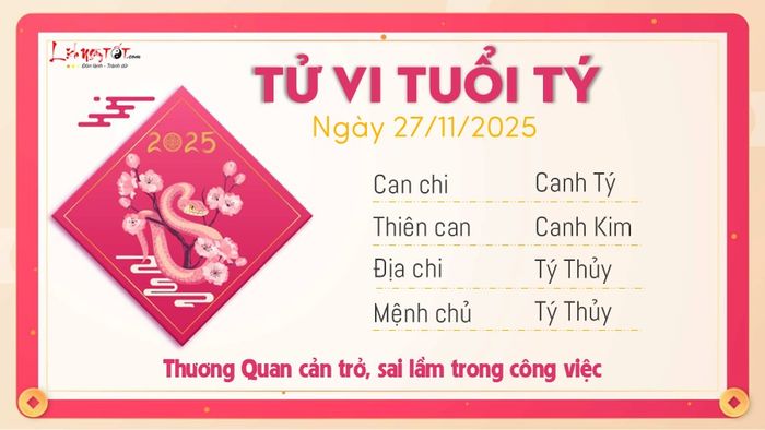 Tử vi hàng ngày 27/11/2025 của tuổi Tý