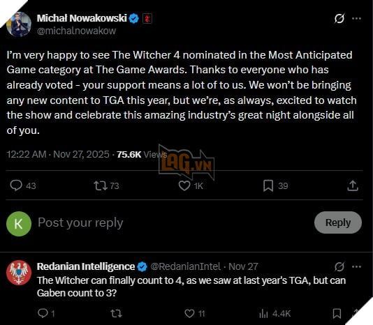 The Witcher 4: Những Tiết Lộ Về Khả Năng Góp Mặt Tại The Game Awards 2025