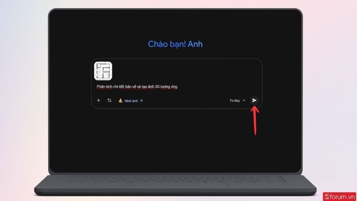 Nhấn nút Gửi để yêu cầu Gemini Nano Banana Pro xử lý và tạo hình ảnh cho bạn.