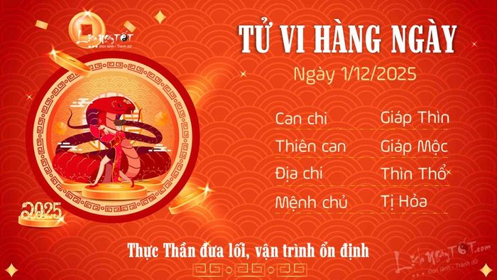 6 Tử vi hàng ngày 1/12/2025 - Tị