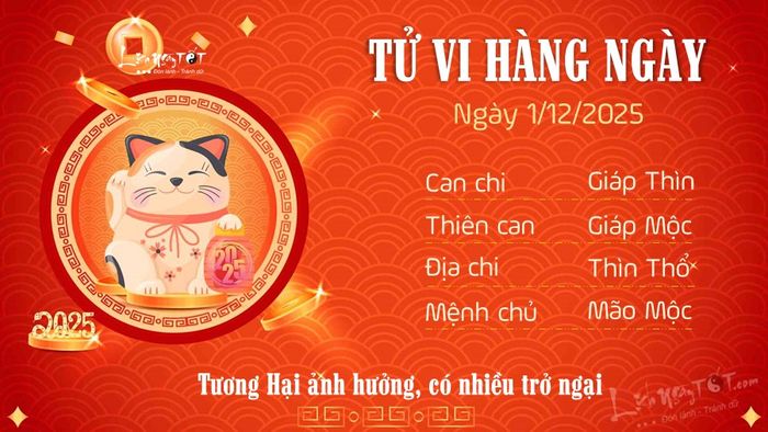 4 Tử vi hàng ngày 1/12/2025 - Mão