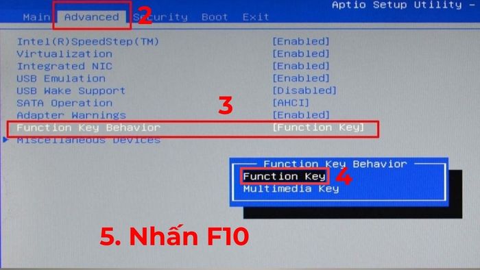 Bước 4 để tắt phím Fn trên laptop Dell trong BIOS