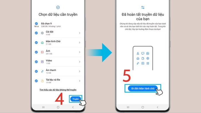Bước 3 trong quy trình chuyển dữ liệu iPhone sang Samsung qua cáp