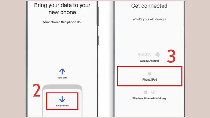 Bước 2 trong quy trình chuyển dữ liệu từ iPhone sang Samsung bằng cáp