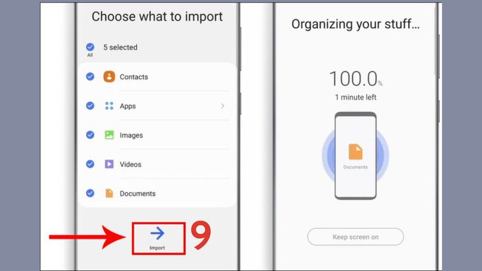 Bước 5 trong quy trình chuyển dữ liệu từ iPhone sang Samsung
