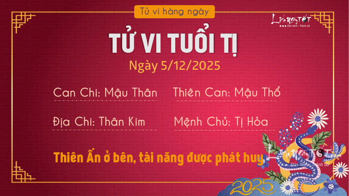 Tử vi ngày 5/12/2025 - Tị