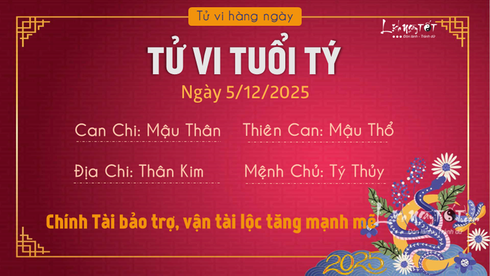 Tử vi hàng ngày 5/12/2025 - Tuổi Tý