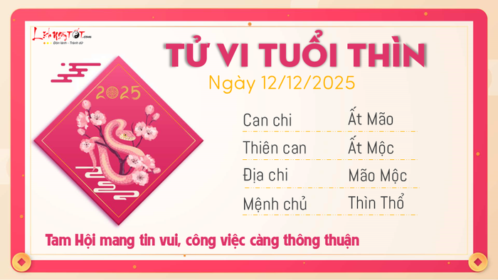 Tử vi hàng ngày 12/12/2025 - Thìn