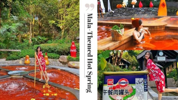 Trải nghiệm suối nước nóng Trùng Khánh được thiết kế độc đáo, giống như nồi lẩu khổng lồ, mang đến một cảm giác thư giãn đầy thú vị cho du khách.
