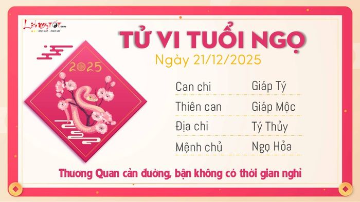 Dự báo tử vi hàng ngày 21/12/2025 dành cho tuổi Ngọ
