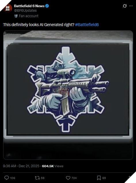Cộng Đồng Battlefield 6 Dậy Sóng Vì Nghi Vấn Việc Dùng AI Tạo Sticker Và Phụ Kiện Trong Game 2