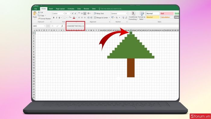 Nhập công thức như minh họa trong hình