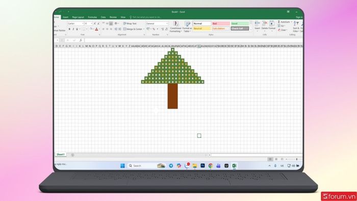 Giao diện cây thông Noel hoàn thiện