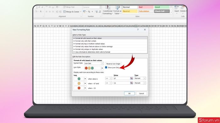 Đánh dấu chọn Show Icon Only
