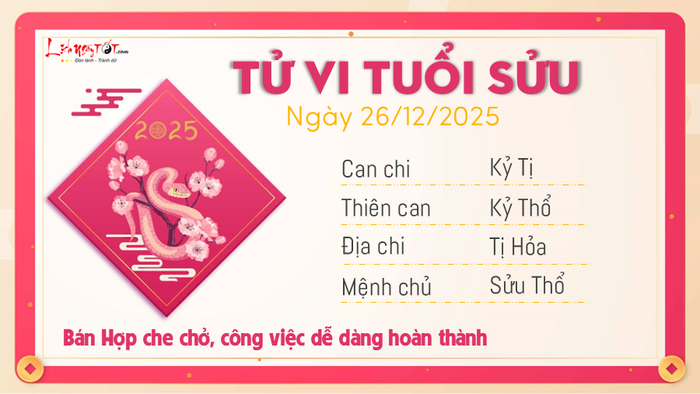 Tử vi hàng ngày 26/12/2025 - Sửu