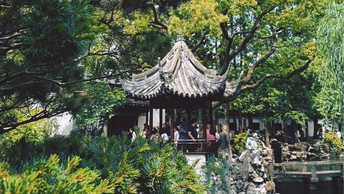 Du khách tham quan Ngư Lạc Đài sẽ có cơ hội tận hưởng không gian thanh tịnh và thưởng thức vẻ đẹp tuyệt vời của hồ nước cùng đàn cá tung tăng bơi lội.