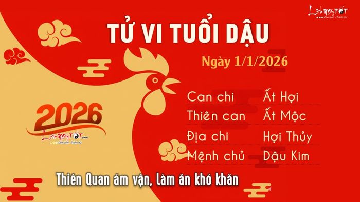 Tử vi hàng ngày 1/1/2026 của Dậu