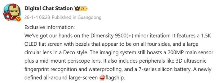 Thông số kỹ thuật vivo X300s