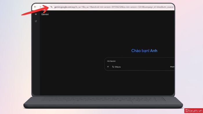 Truy cập trang web Gemini