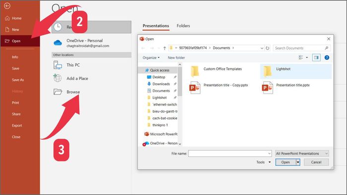 Tính năng Open and Repair giúp khắc phục lỗi mở file PowerPoint bị lỗi Repair Bước 2