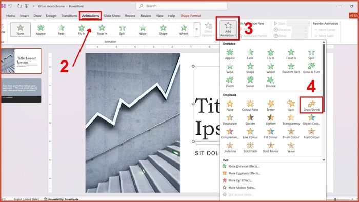 Hướng dẫn thêm hiệu ứng Emphasis trong PowerPoint Bước 2