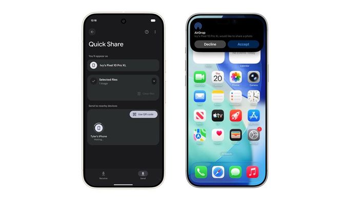 Quick Share trên Android giờ chính thức tương thích với AirDrop của iPhone, mở ra khả năng chia sẻ file giữa hai hệ điều hành khác nhau.