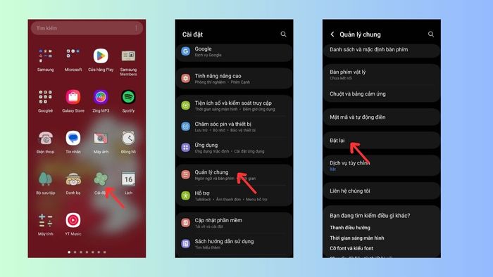 Truy cập vào Cài đặt và tiến hành thiết lập cài đặt gốc trên điện thoại Android