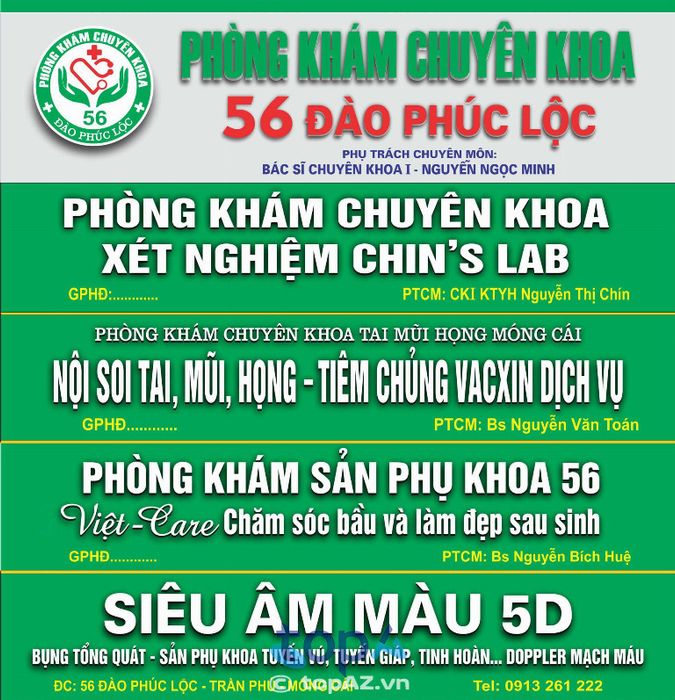 Phòng khám chuyên khoa 56 Đào Phúc Lộc - Địa chỉ: 56 Đào Phúc Lộc