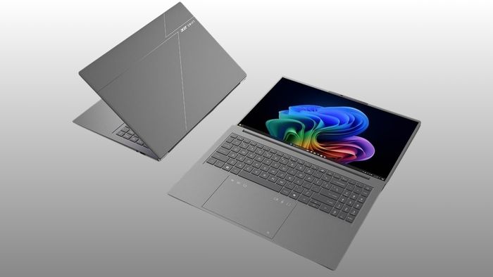 Acer Swift Go 16 AI và Swift Go 14 AI được trang bị bản lề màn hình có khả năng xoay 180 độ. (Nguồn ảnh: Acer)