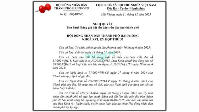 Bảng giá đất Hải Phòng 2026 đã được thông qua tại kỳ họp thứ 32 của Hội đồng nhân dân thành phố Hải Phòng khóa XVI