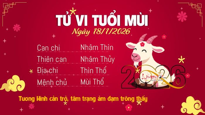 Tử vi hàng ngày 18/1/2026 của tuổi Mùi