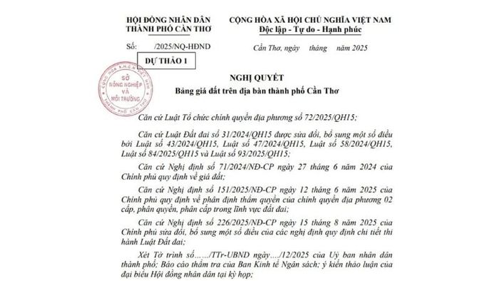 Thông tin công bố bảng giá đất Cần Thơ 2026