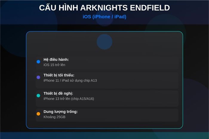 Cấu hình Arknights Endfield trên iOS (iPhone/iPad)