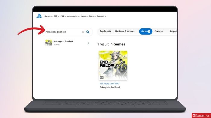 Tìm tên game Arknights: Endfield trong PlayStation Store