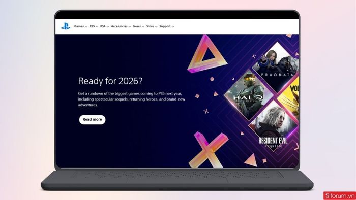Truy cập vào trang chủ của PlayStation để tiếp tục quá trình tải.