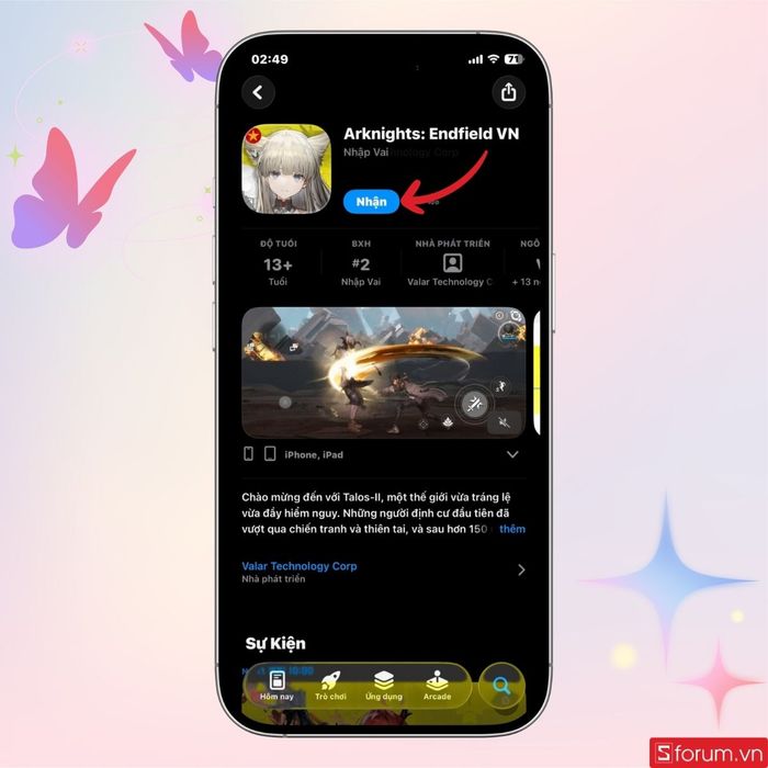 Nhấn nhận để tải game về thiết bị của bạn.