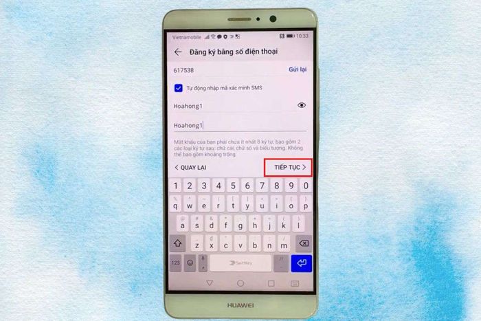 Cài đặt mật khẩu cho tài khoản