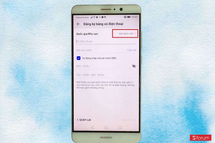 Đăng ký tài khoản Huawei ID thông qua số điện thoại