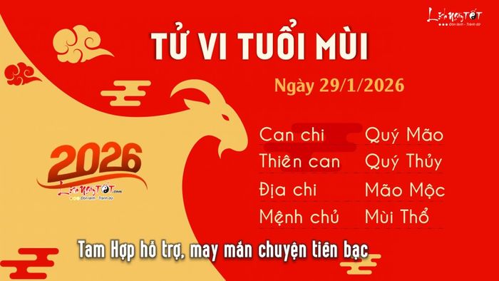 Tử vi hàng ngày 29/1/2026 - Tuổi Mùi